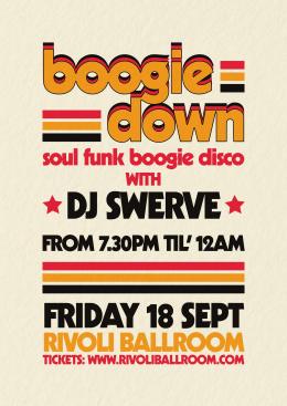 Boogie Down at Rivoli Ballroom on Friday 18th September 2026