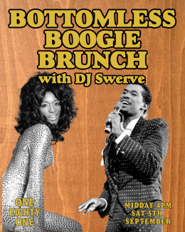 Bottomless Boogie Brunch at One Eighty One on Saturday 5th September 2026