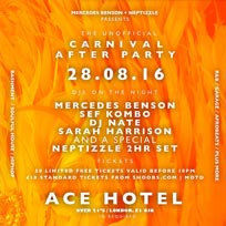 Carnival After Party at Ace Hotel on Sunday 28th August 2016
