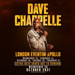Dave Chappelle at Hammersmith Apollo on Tuesday 19th October 2021