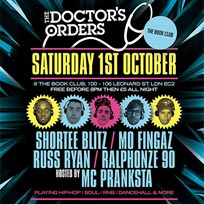 Doctor's Orders Residents Special at Book Club on Saturday 1st October 2016
