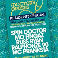 Doctor's Orders Residents Special at Book Club on Saturday 4th February 2017
