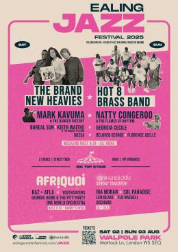 Ealing Jazz Festival 2025 Sunday at Walpole Park on Sunday 3rd August 2025