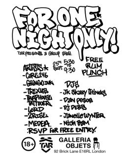 For One Night Only. at Galleria Objets on Wednesday 25th September 2024