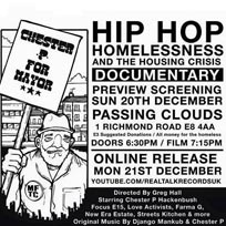 Hip Hop Homelessness at Passing Clouds on Sunday 20th December 2015