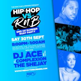 Hip-Hop vs RnB – End of Summer Boat Party at Temple Pier on Saturday 30th September 2023