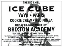Ice Cube at Brixton Academy on Friday 8th November 1991