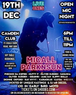 Live Ones at The Camden Club on Monday 19th December 2022