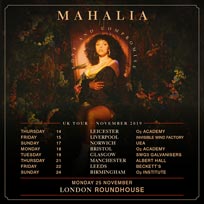 Mahalia at The Roundhouse on Monday 25th November 2019