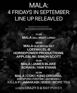 MALA: 4 FRIDAYS IN SEPTEMBER at Phonox on Friday 1st September 2023