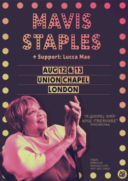 Mavis Staples at Union Chapel on Thursday 13th August 2026