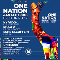 One Nation at The Ritzy on Sunday 14th January 2018