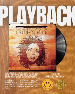PLAYBACK at One Eighty One on Wednesday 27th May 2026