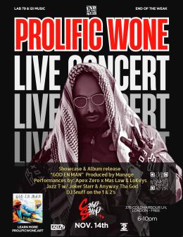 Prolific Wone at Chip Shop BXTN on Friday 14th November 2025