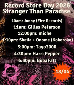 Record Store Day 2026 at Stranger Than Paradise Records on Saturday 18th April 2026
