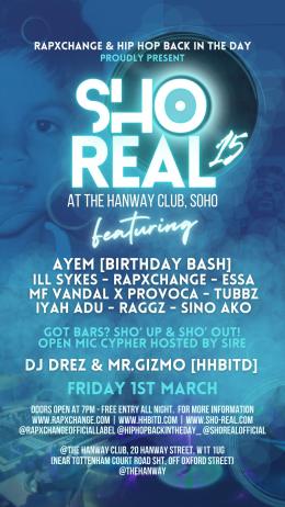 SHO REAL 15 at The Hanway on Friday 1st March 2024