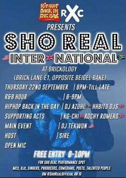 SHO REAL INTERNATIONAL at Brickology on Thursday 22nd September 2022