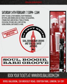 Soul, Boogie, Rare Groove at Rivoli Ballroom on Saturday 14th February 2026
