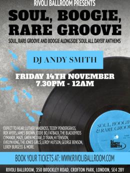 Soul, Boogie, Rare Groove at Rivoli Ballroom on Friday 14th November 2025