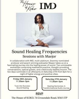 Sound Healing Frequencies at The House of KOKO on Friday 26th January 2024