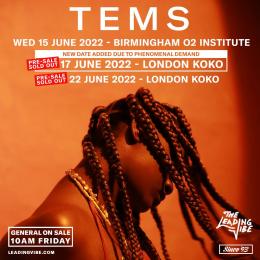 TEMS at Jazz Cafe on Friday 17th June 2022