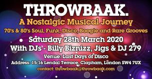 Throwbaak at Last Days of Disco on Saturday 28th March 2020
