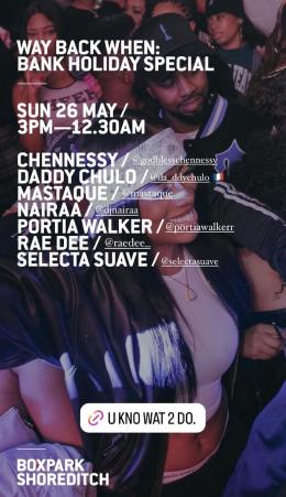 Way Back When Bank Holiday Special at Boxpark Shoreditch on Sunday 26th May 2024