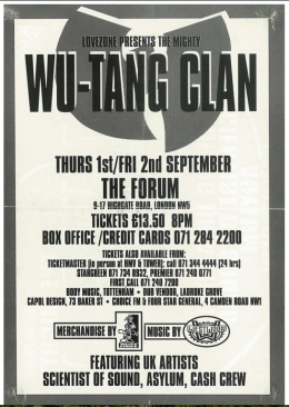 Wu Tang Clan at The Forum on Friday 2nd September 1994