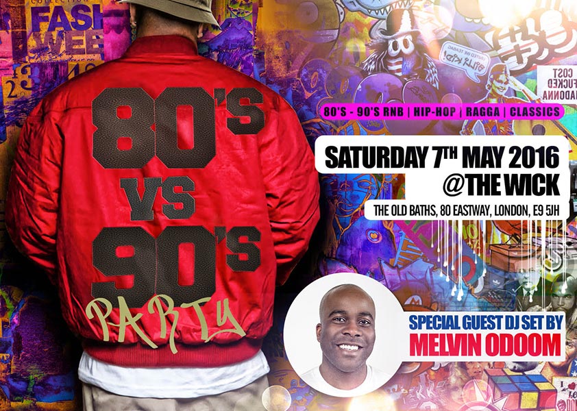 80s vs 90s Party at The Old Baths on Sat 7th May 2016 Flyer