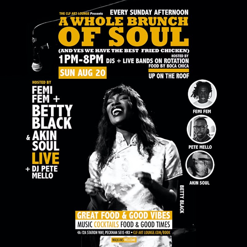 A WHOLE BRUNCH OF SOUL at CLF Art Cafe on Sun 20th August 2023 Flyer