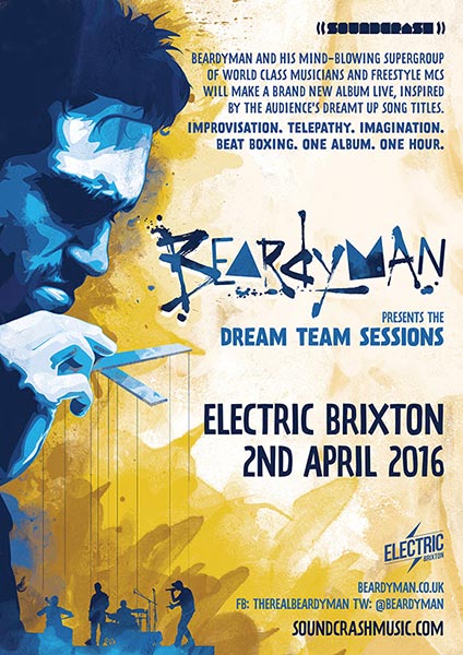 Beardyman at Electric Ballroom on Sat 2nd April 2016 Flyer
