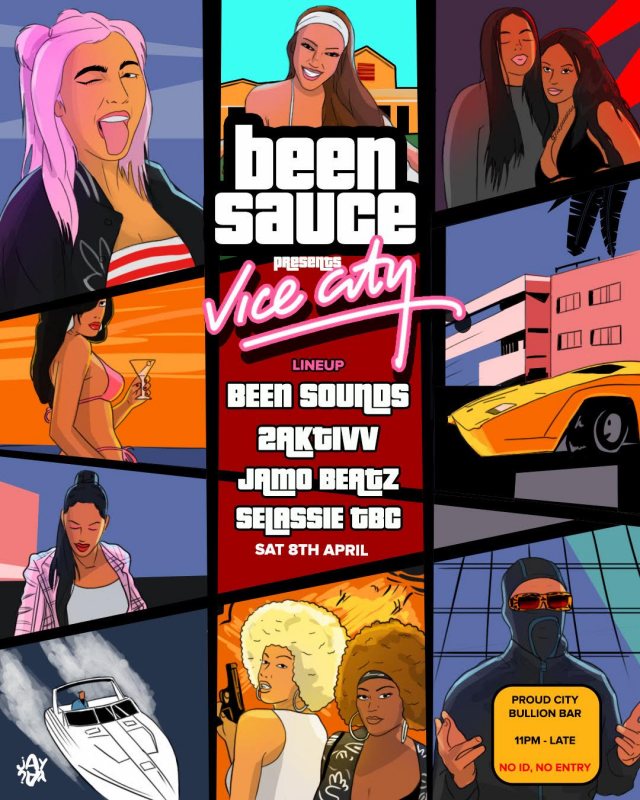 BEEN SAUCE presents: VICE CITY at Proud Cabaret on Sat 8th April 2023 Flyer