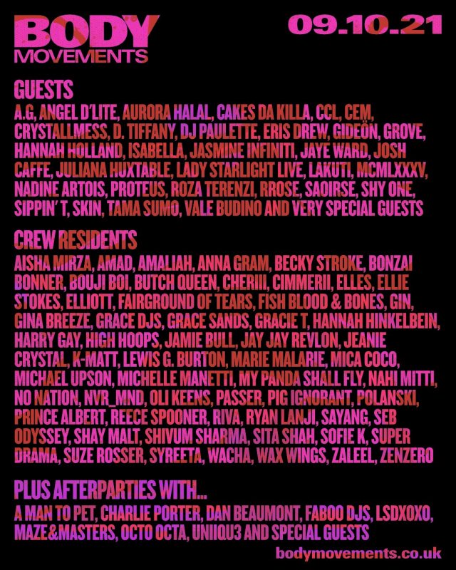 Body Movements Festival at Various Venues on Sat 9th October 2021 Flyer