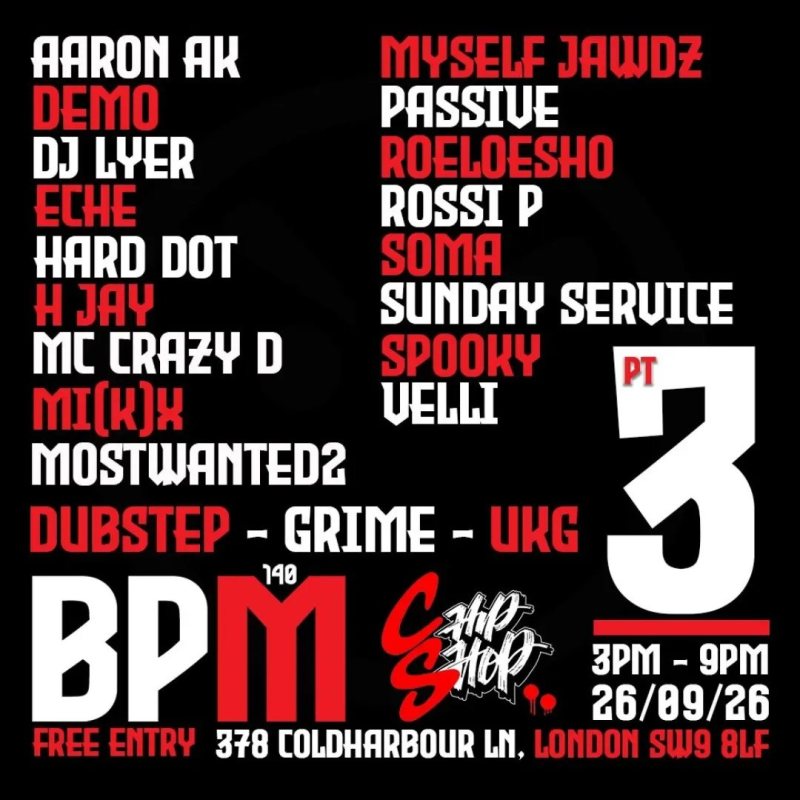 BPM 140 at Chip Shop BXTN on Sat 26th September 2026 Flyer