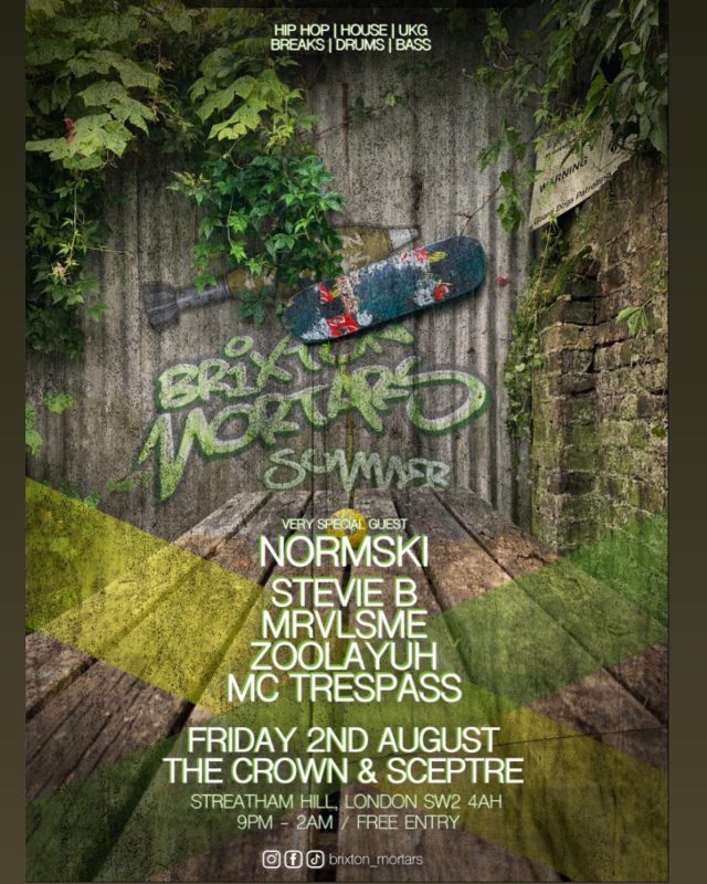 BRIXTON MORTARS SUMMER at The Crown & Sceptre Streatham on Fri 2nd August 2024 Flyer