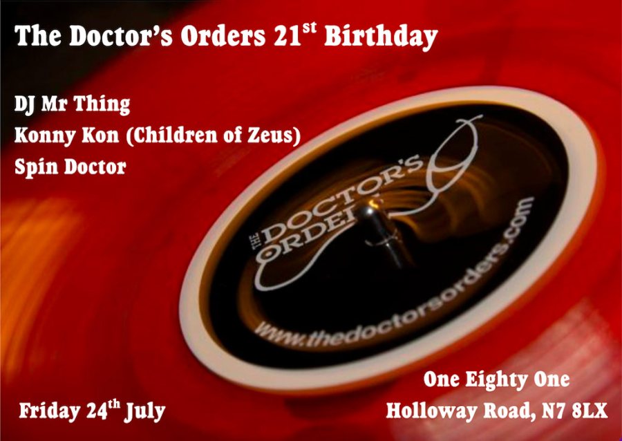 Doctors Orders 21st Birthday at One Eighty One on Fri 24th July 2026 Flyer