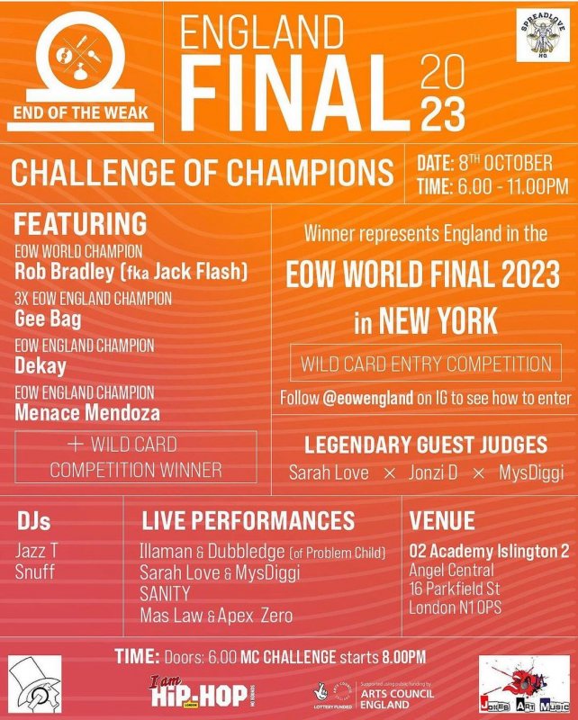 End of the Weak ENGLAND FINAL 2023 at Islington Academy on Sun 8th October 2023 Flyer