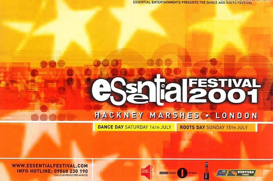 Essential Festival 2001 Sunday at Hackney Marshes on Sun 15th July 2001 Flyer