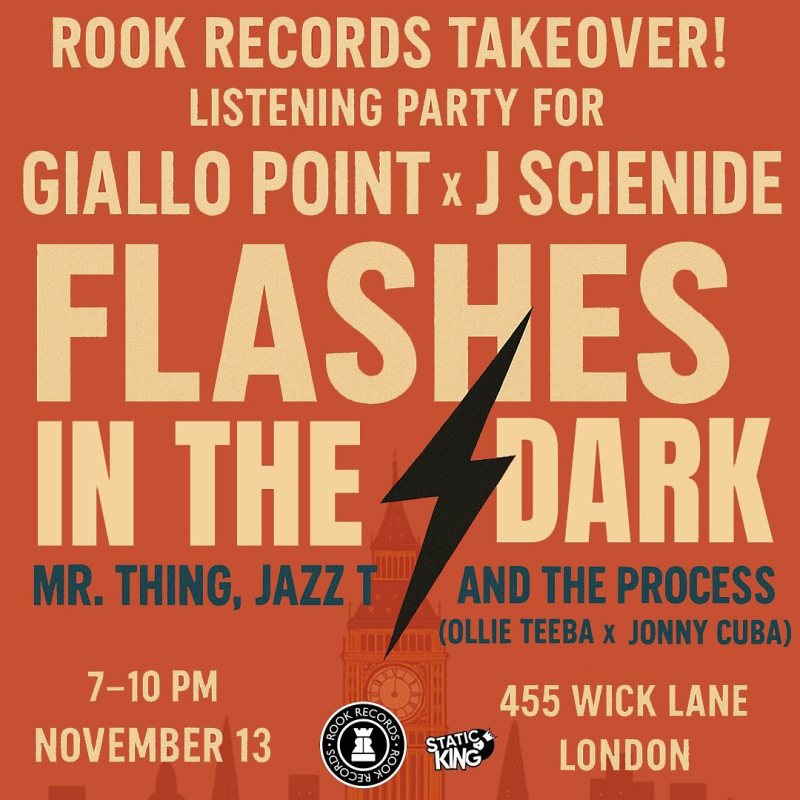 FLASHES IN THE DARK LISTENING PARTY at Rook Records on Thu 13th November 2025 Flyer