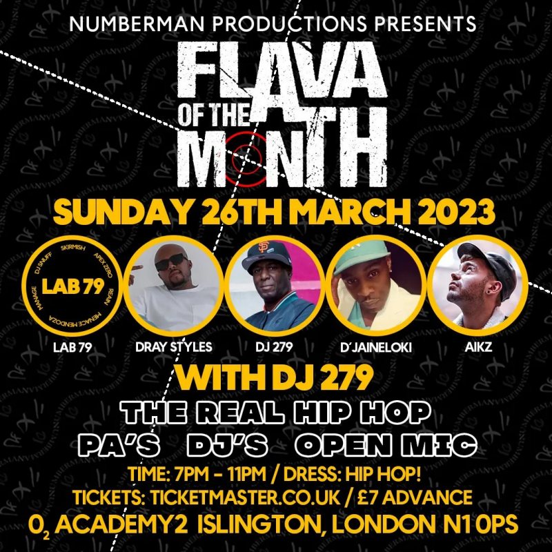 Flava of the Month at Islington Academy on Sun 26th March 2023 Flyer