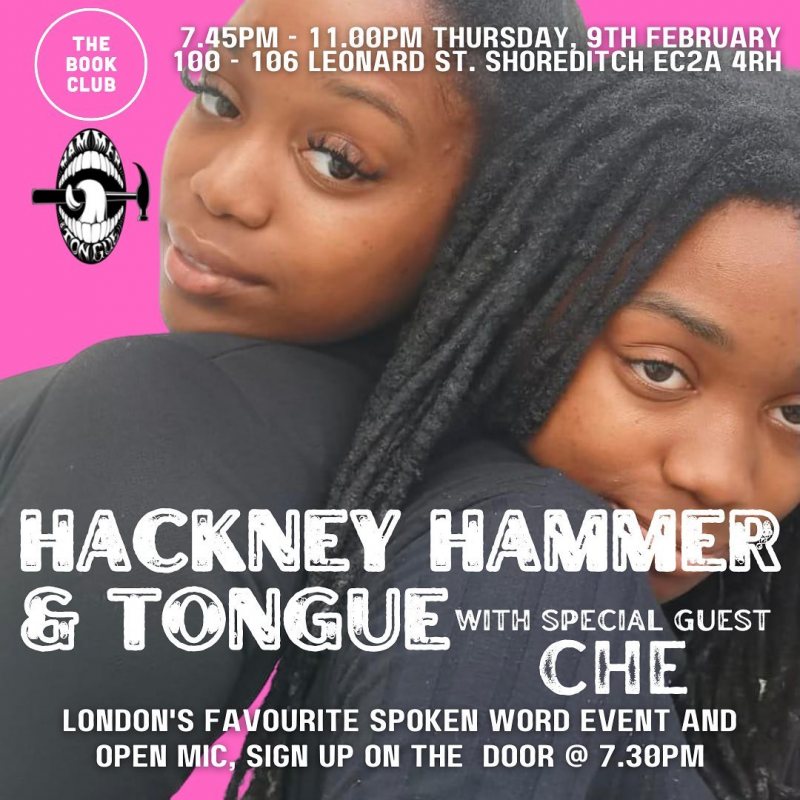 Hammer & Tongue Hackney at Book Club on Thu 9th February 2023 Flyer