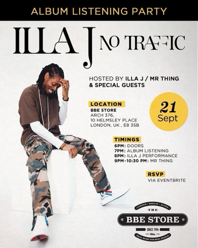 Illa J at The BBE Store on Thu 21st September 2023 Flyer