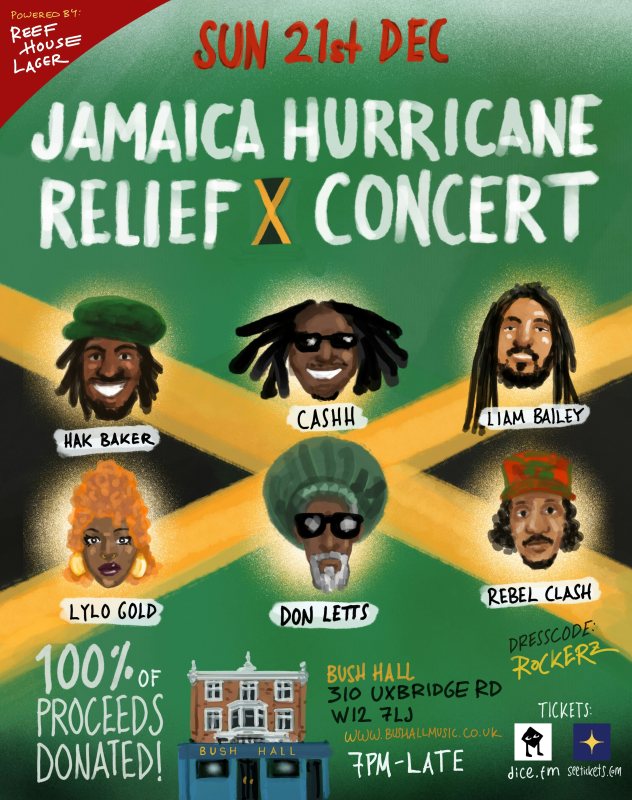Jamaica Hurricane Relief Concert at Bush Hall on Sun 21st December 2025 Flyer