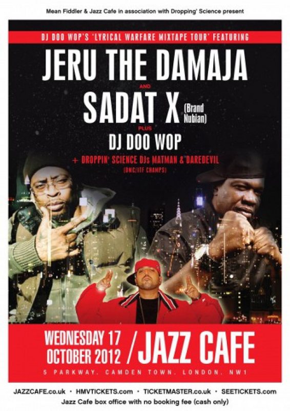 Jeru the Damaja & Sadat X at Jazz Cafe on Wed 17th October 2012 Flyer