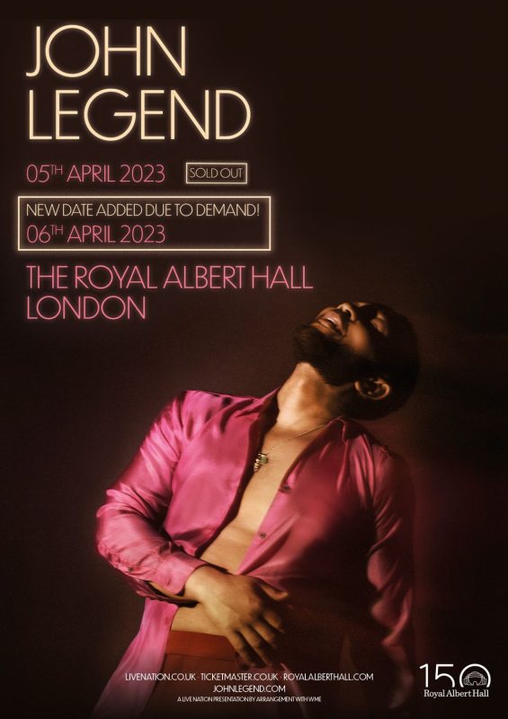 John Legend at Royal Albert Hall on Thu 6th April 2023 Flyer