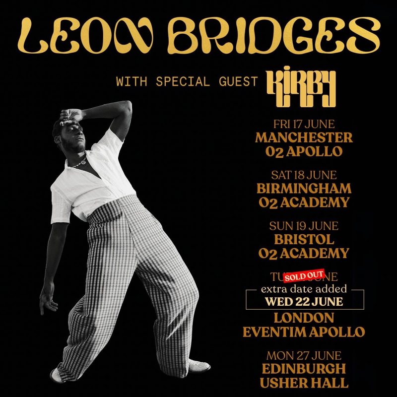 Leon Bridges at Hammersmith Apollo on Wed 22nd June 2022 Flyer