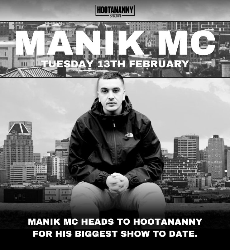 Manik MC at Hootananny on Tue 13th February 2024 Flyer