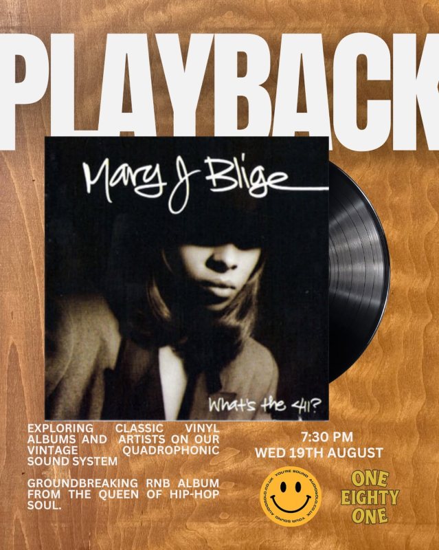 PLAYBACK at One Eighty One on Wed 19th August 2026 Flyer