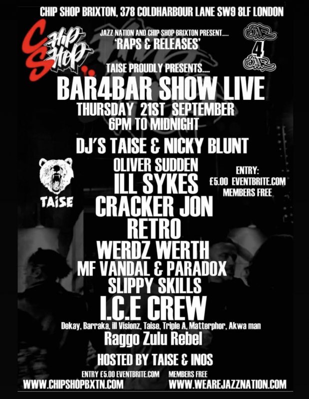 Raps & Releases at Chip Shop BXTN on Thu 21st September 2023 Flyer