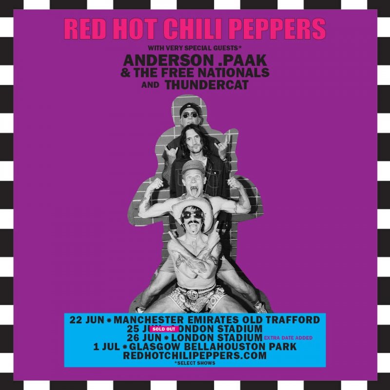 Red Hot Chili Peppers at London Stadium on Sat 25th June 2022 Flyer